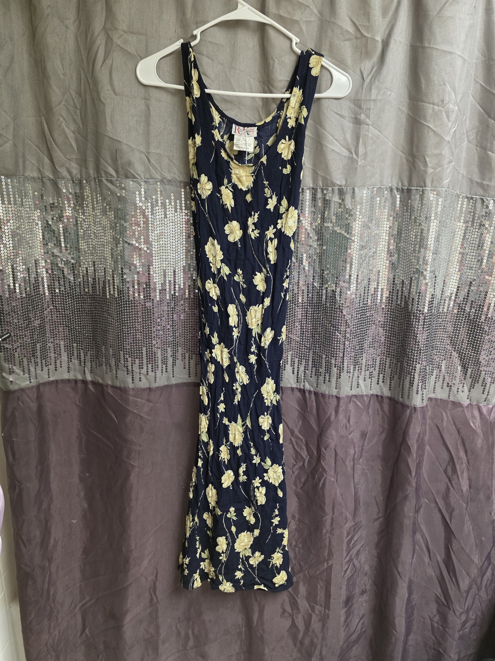 R&K Navy Maxi Dress with Yellow Floral Print
